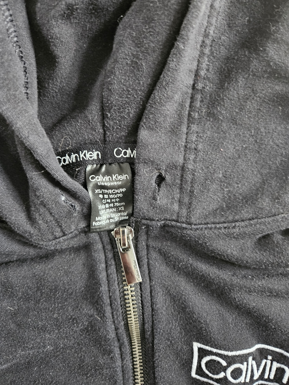 Calvin Klein Black Zip Front Hoodie Sweatshirt